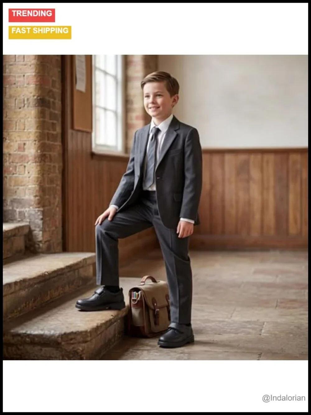 Kids School Uniform Loafers - Hook & Loop Closure, Non-Slip Sole
